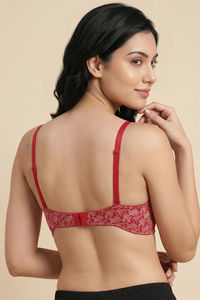 Zivame Padded Regular Wired 3/4th Coverage Tshirt Bra - Red Flowy Floral — thumbnail 2